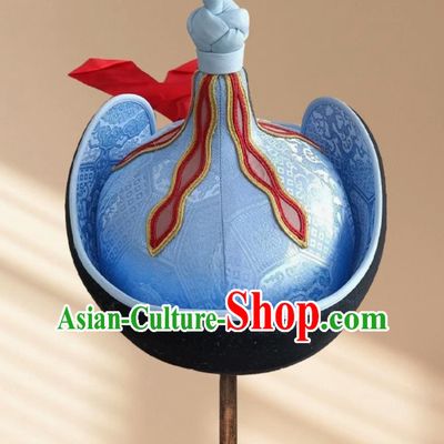 Light Blue Men Adult Mongolian Pointed Hat Prairie Prince Hat Headwear