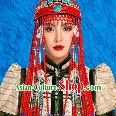 Mongolian Headdress Female Minority Dance Performance Accessories Exotic Hat Forehead Ornament Urad Wedding