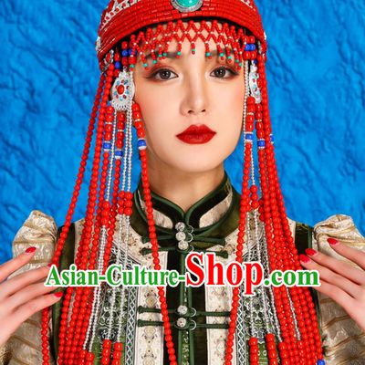 Mongolian Headdress Female Minority Dance Performance Accessories Exotic Hat Forehead Ornament Urad Wedding