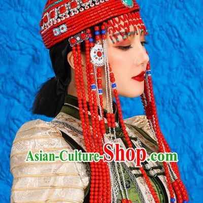 Mongolian Headdress Female Minority Dance Performance Accessories Exotic Hat Forehead Ornament Urad Wedding