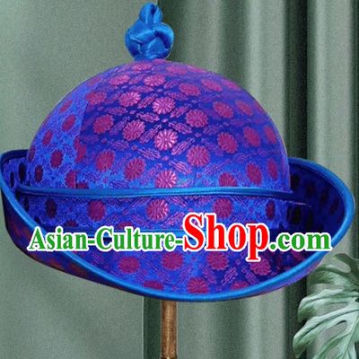 Blue Men Adult Mongolian Hat Daily Hat Headwear