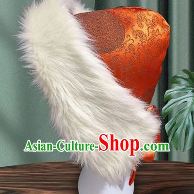 Mongolian Children Boys And Girls Universal Wind And Snow Hat Minority Tibetan Headdress Photography Writing White Plush Hat