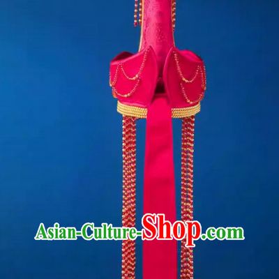Women Mongolian Dance Hat Headwear Ethnic Minority Wedding Clothing Mongolian Robe Accessories Red Pointed Hat