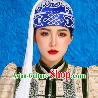 Tassel Landlord Hat Melon Shell Hat Blue Hat With Mongolian Ethnic Characteristics