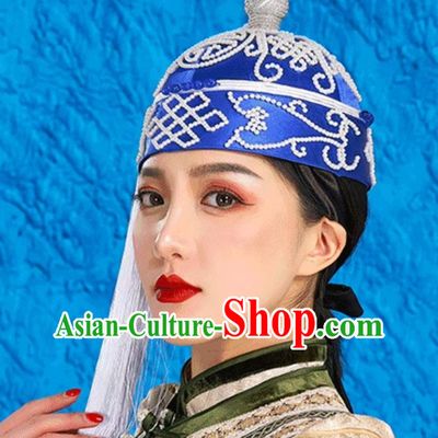 Tassel Landlord Hat Melon Shell Hat Blue Hat With Mongolian Ethnic Characteristics
