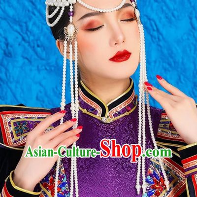 White Beaded Handmade Tassel Headdress For Girls Ethnic Wedding Performance Dance Photography Photo Hair Accessories