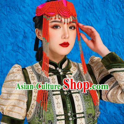Mongolian Dance Performance Ladies Headwear Ethnic Minority Bride Forehead Ornaments Forehead Pendant
