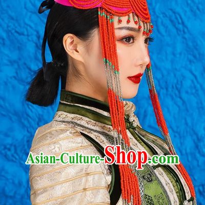 Mongolian Dance Performance Ladies Headwear Ethnic Minority Bride Forehead Ornaments Forehead Pendant