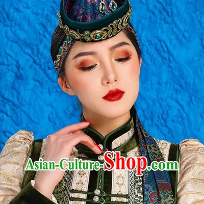 Ethnic Minority Ancient Crown Mongolian Headdress Exotic Style Hat Bride Dance Performance Performance Forehead Decoration