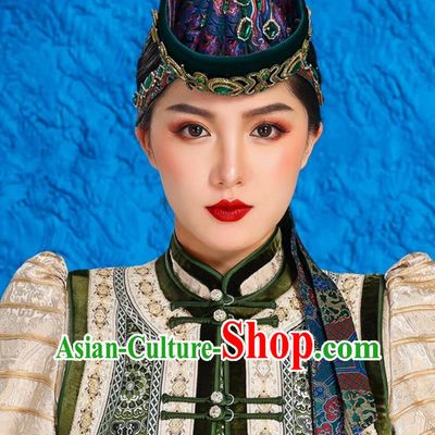 Ethnic Minority Ancient Crown Mongolian Headdress Exotic Style Hat Bride Dance Performance Performance Forehead Decoration