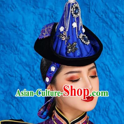 Mongolian Lady Pointed Hat High End Ethnic Minority Style Performance Stage Bridal Headwear
