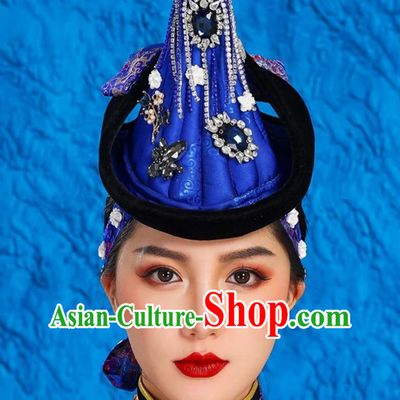 Mongolian Lady Pointed Hat High End Ethnic Minority Style Performance Stage Bridal Headwear