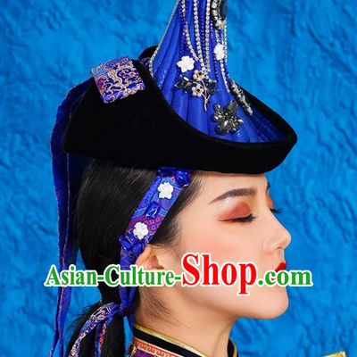 Mongolian Lady Pointed Hat High End Ethnic Minority Style Performance Stage Bridal Headwear
