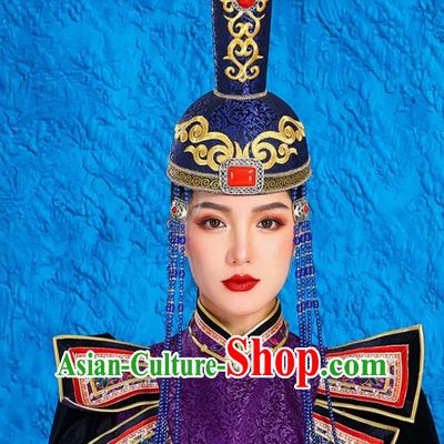Mongolian Ladies High Hat Ethnic Style Performance Catwalk Headwear Stage Performance Hat