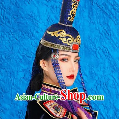 Mongolian Ladies High Hat Ethnic Style Performance Catwalk Headwear Stage Performance Hat
