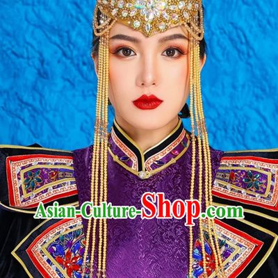 Mongolian Lady Headdress Hat Minority Performance Dance Headdress Bride Wedding