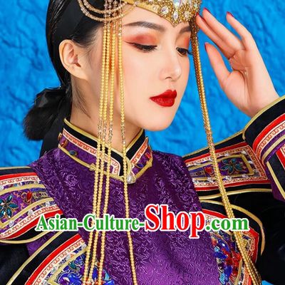 Mongolian Lady Headdress Hat Minority Performance Dance Headdress Bride Wedding