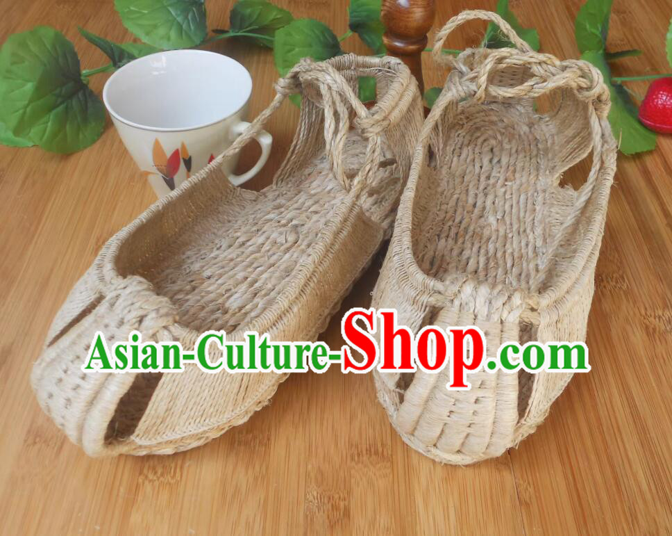 Traditional Rattan Straw Shoes Handmade Monk Hemp Shoes Traditional Rattan Straw Shoes Handmade Monk Hemp Shoes