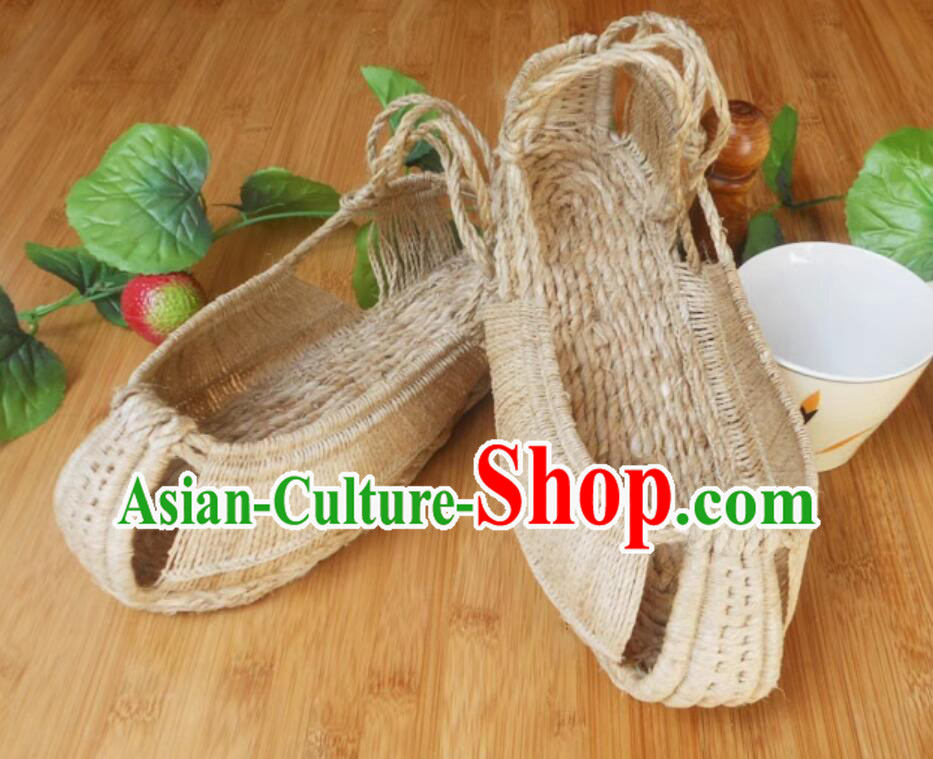 Traditional Rattan Straw Shoes Handmade Monk Hemp Shoes Traditional Rattan Straw Shoes Handmade Monk Hemp Shoes