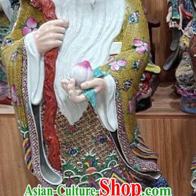 Traditional God of Longevity Figurine Chinese Jingdezhen Ceramic Statue Handmade Porcelain Craft