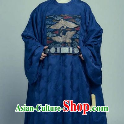 China Ming Dynasty Official Garment Costumes Ancient Hanfu Clothing TV Series Song of Youth Childe Sun Shi Jie Blue Robes