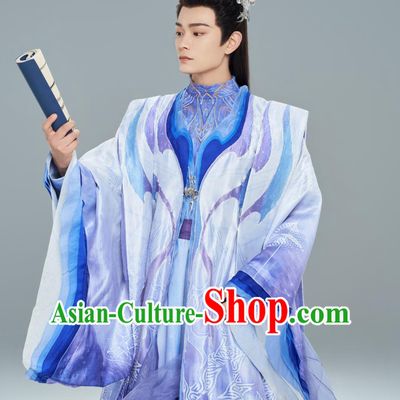 China Ancient Swordsman Clothing TV Drama Love You Seven Times Noble Prince Chu Kong Purple Outfit Traditional Male Hanfu