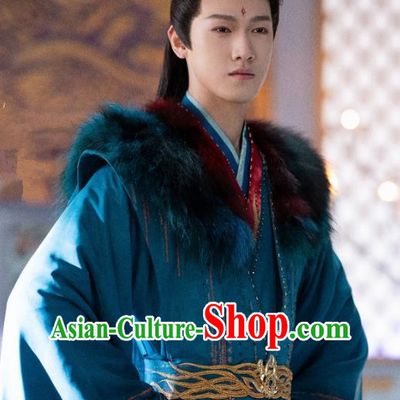 2024 Xian Xia TV Series The Last Immortal Fox King Hong Yi Blue Garment Costumes Chinese Ancient Swordsman Master Clothing