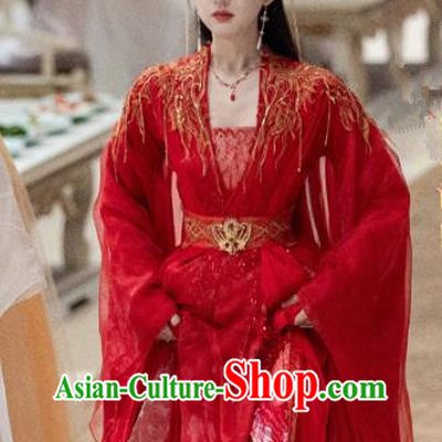 2024 Xian Xia TV Series The Last Immortal Feng Yin Wedding Dress Chinese Ancient Fairy Princess Red Clothing