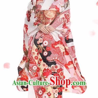 Top Japanese Traditional Garments Japan Classical Furisode Kimono National Pink Dress