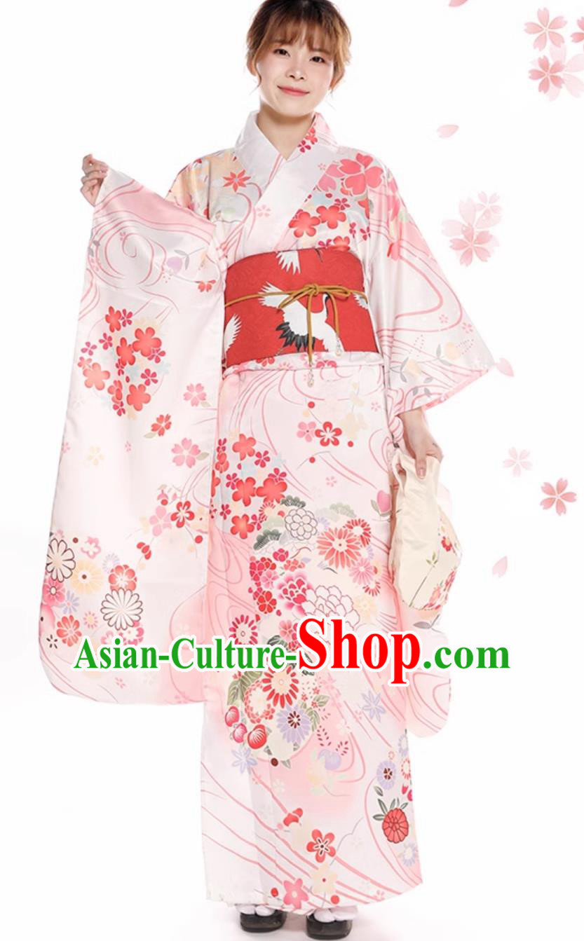 Top Japanese National Pink Dress Traditional Garments Japan Classical Furisode Kimono Top Japanese National Pink Dress Traditional Garments Japan Classical Furisode Kimono