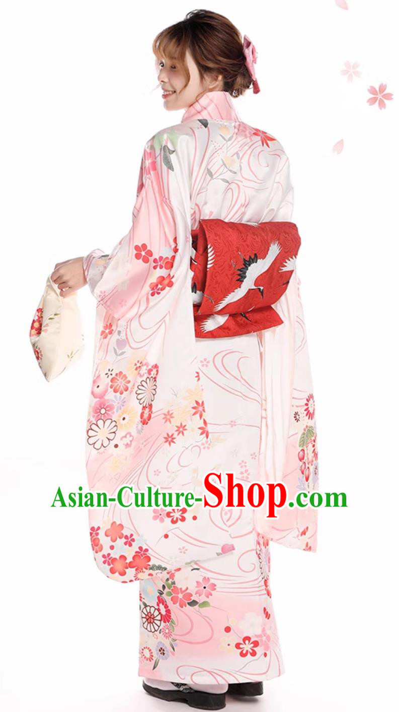 Top Japanese National Pink Dress Traditional Garments Japan Classical Furisode Kimono Top Japanese National Pink Dress Traditional Garments Japan Classical Furisode Kimono
