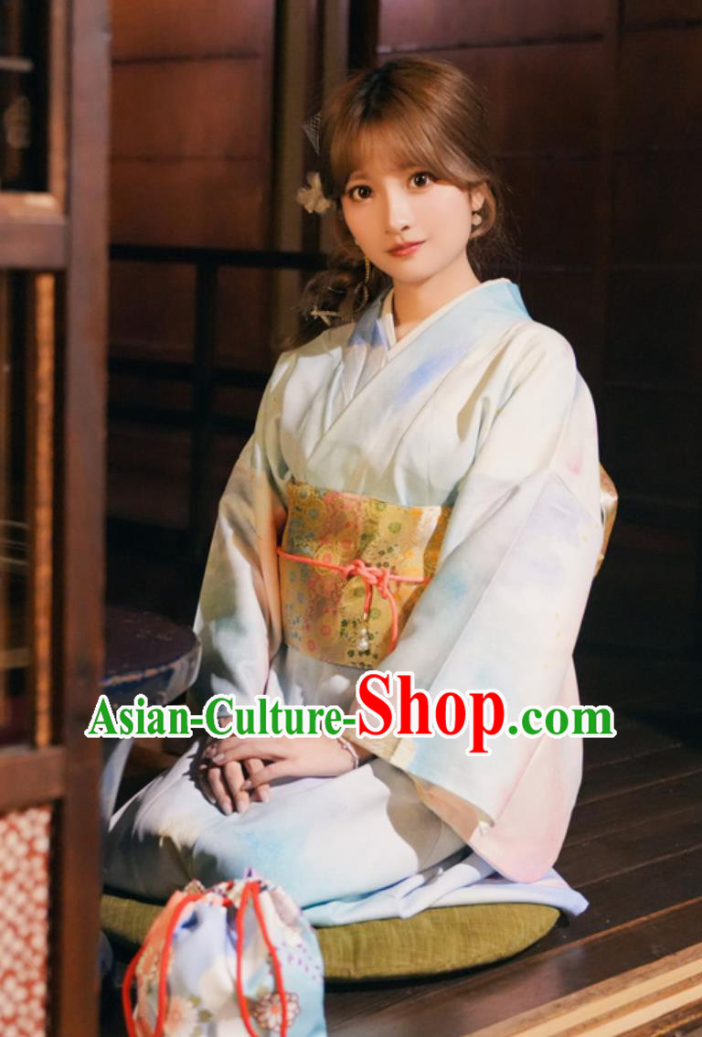 Japanese Kimono Women Gradient Printed Formal Dress Japanese Kimono Women Gradient Printed Formal Dress