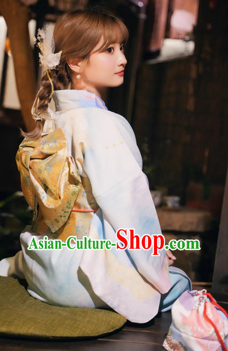 Japanese Kimono Women Gradient Printed Formal Dress Japanese Kimono Women Gradient Printed Formal Dress