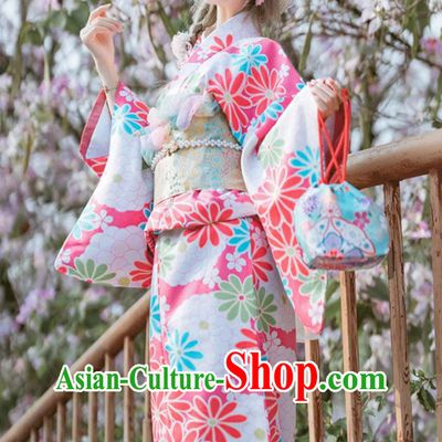 Japanese Kimono Women Traditional Costume Printed Kimono