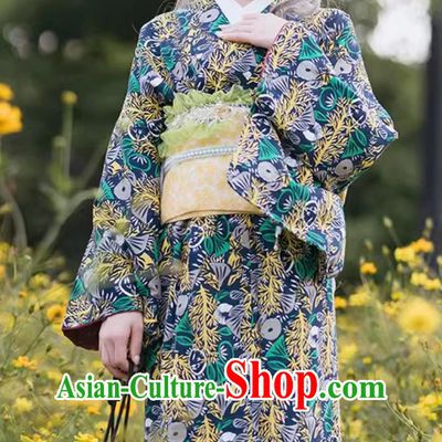 Japanese Traditional Costume Formal Attire Floral Kimono Women Dress