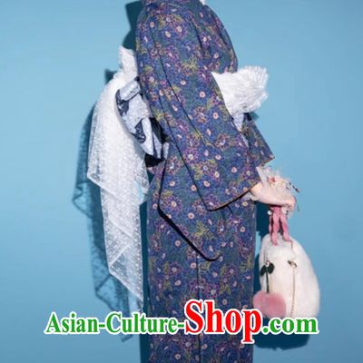 Japanese Women Dress Traditional Costume Formal Attire Floral Kimono