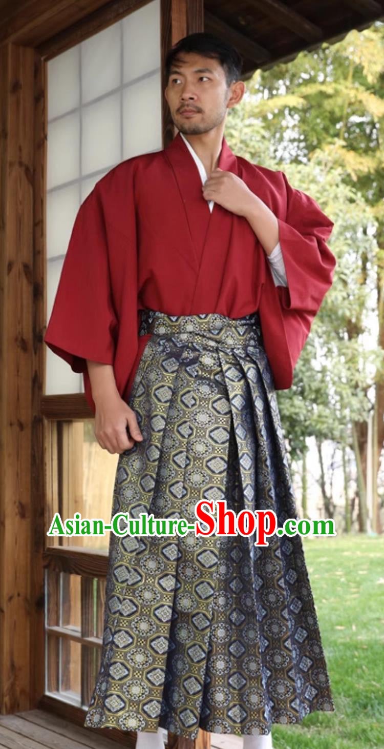 Traditional Japanese Kimono Formal Samurai Attire Hakama Costumes Set Traditional Japanese Kimono Formal Samurai Attire Hakama Costumes Set