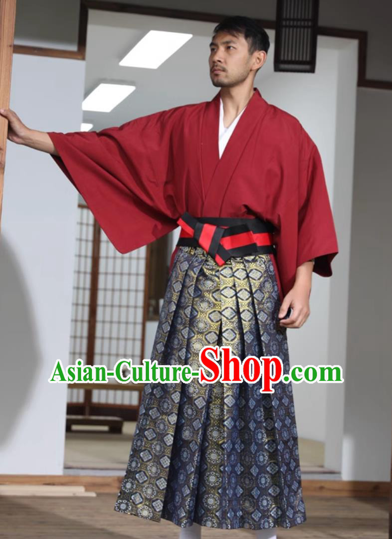 Traditional Japanese Kimono Formal Samurai Attire Hakama Costumes Set Traditional Japanese Kimono Formal Samurai Attire Hakama Costumes Set