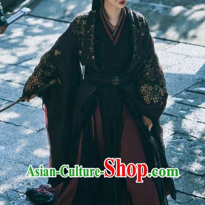 China Ancient Female Swordsman Dresses TV Drama My Journey To You Woman Assassin Yun Wei Shan Costumes