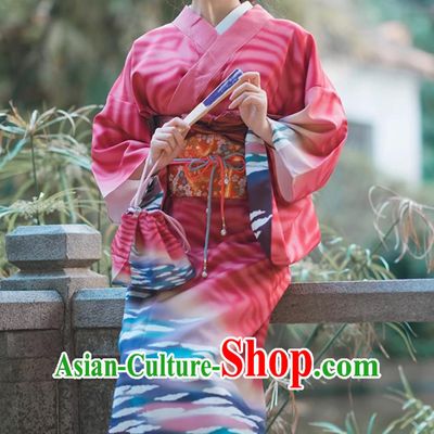 Japanese Improved Morandi Kimono Girl Bathrobe