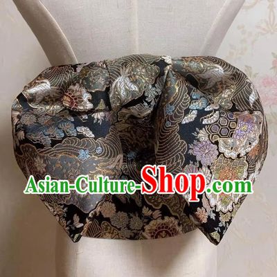 Black Japanese Kimono Waistband Bathrobe Waistband Woven Brocade Belt Bowknot Waistband