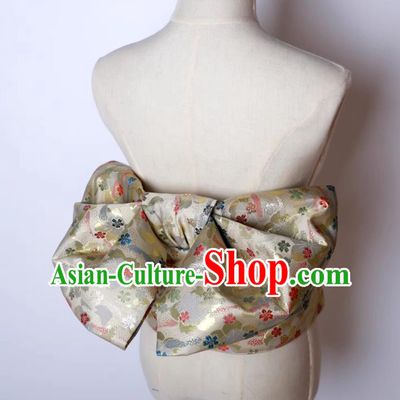 Light Green Japanese Kimono Waistband Bathrobe Waistband Woven Brocade Belt Bowknot Waistband