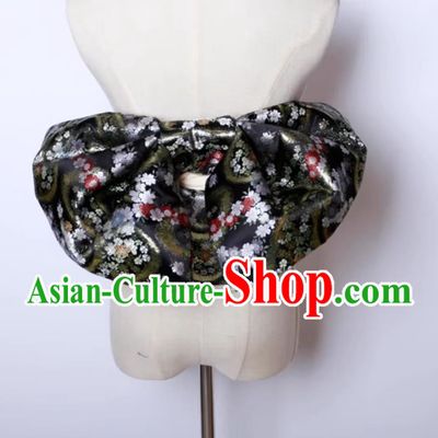 Black Japanese Kimono Waistband Bathrobe Waistband Woven Brocade Belt Bowknot Waistband