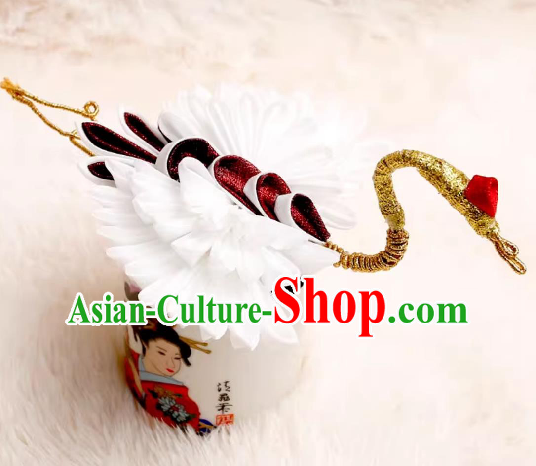 Handmade Headpiece Japanese Wedding Hair Jewelry Crane Hairpin Kimono Headwear Handmade Headpiece Japanese Wedding Hair Jewelry Crane Hairpin Kimono Headwear
