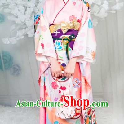 Japanese Furisode Kimono Traditional Festival Wedding Kimono For Women Formal Attire
