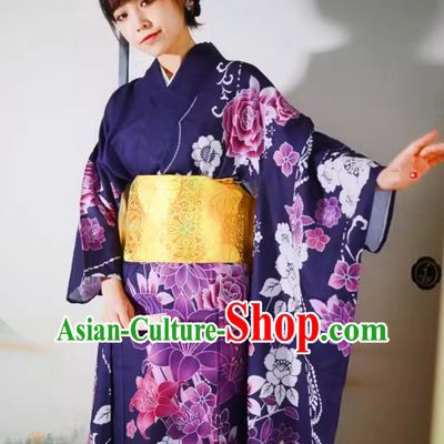 Japanese Kimono Women Improved Formal Attire Floral Furisode Kimono Set