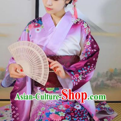 Japanese Floral Furisode Kimono Kimono Women Formal Attire Set