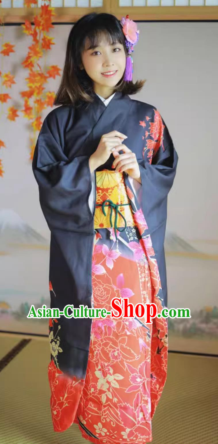 Japanese Printing Floral Furisode Kimono Women Kimono Formal Attire Japanese Printing Floral Furisode Kimono Women Kimono Formal Attire