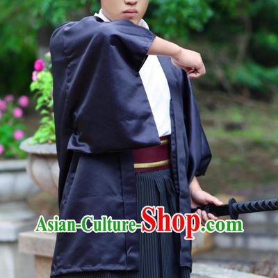 Japanese Kimono Men Formal Suit Kimono Bathrobe Traditional Hakama Set