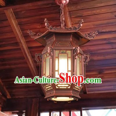 Chinese Tibetan Lamp Handmade Traditional Lantern Top Aluminum Metal Light
